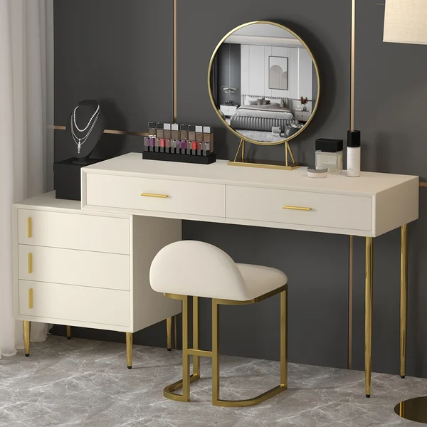 Blue Makeup Vanity Set with Stool and Mirror Y941