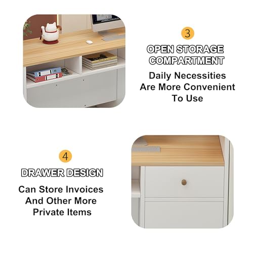 White Grey Wooden Cashier Counter with Storage Space K55687