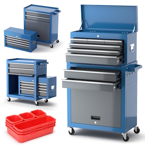 8 Drawer Rolling Metal Tool Chest with Wheels F11582