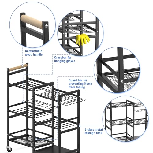 3-tier Metal Rolling Garden Tool Organizer U605485