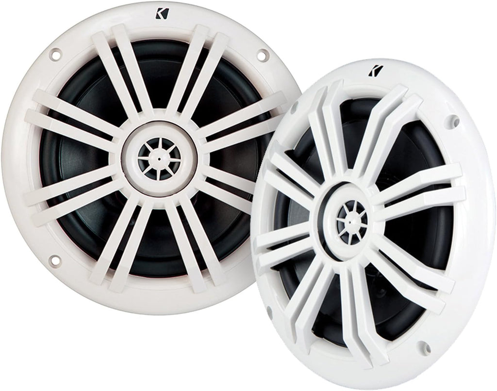 6.5 Marine Coaxial White Speakers with 4-Channel Marine Bluetooth Amplifier and 8 Gauge Wiring Kit E157