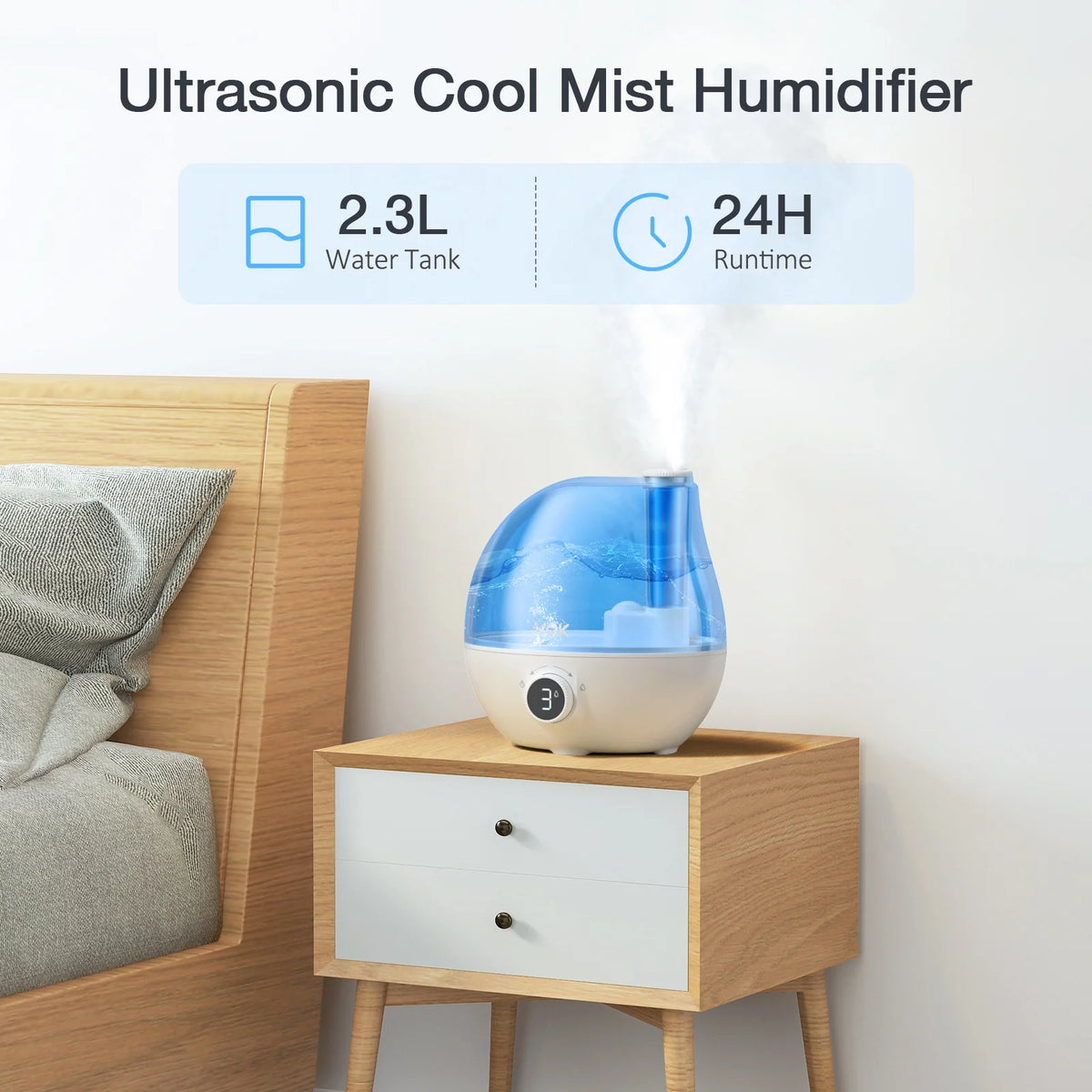2.3L Ultrasonic Cool Mist Humidifier P611093