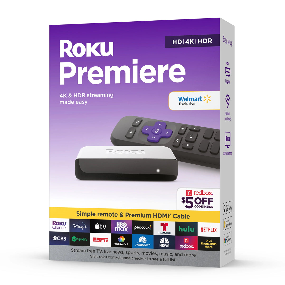 4K HDR Streaming Media Player with HDMI Cable and Remote A191174