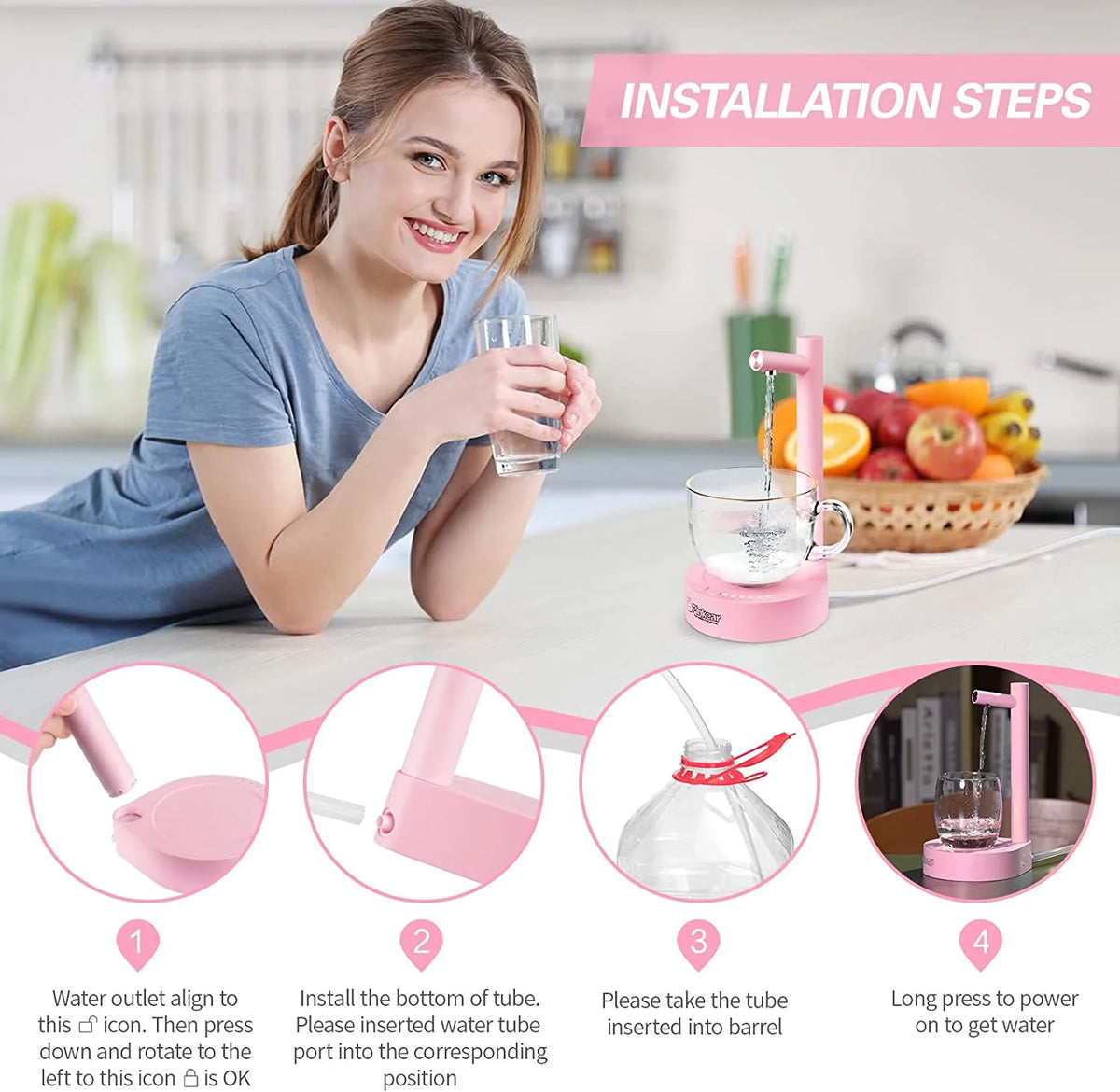 Portable Electric Water Bottle Pump for 5 Gallon & Universal Bottles I823205