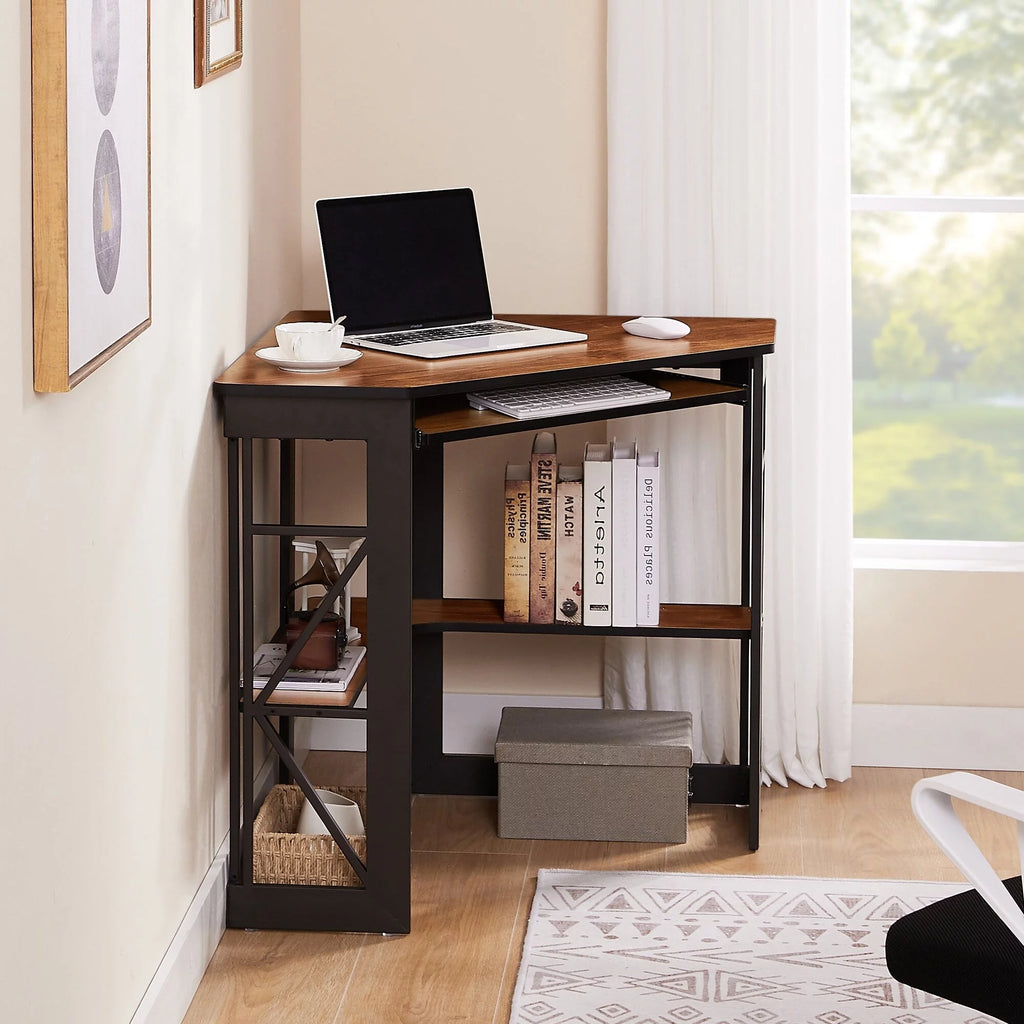 Black Corner Computer Desk with Keyboard Tray Z313