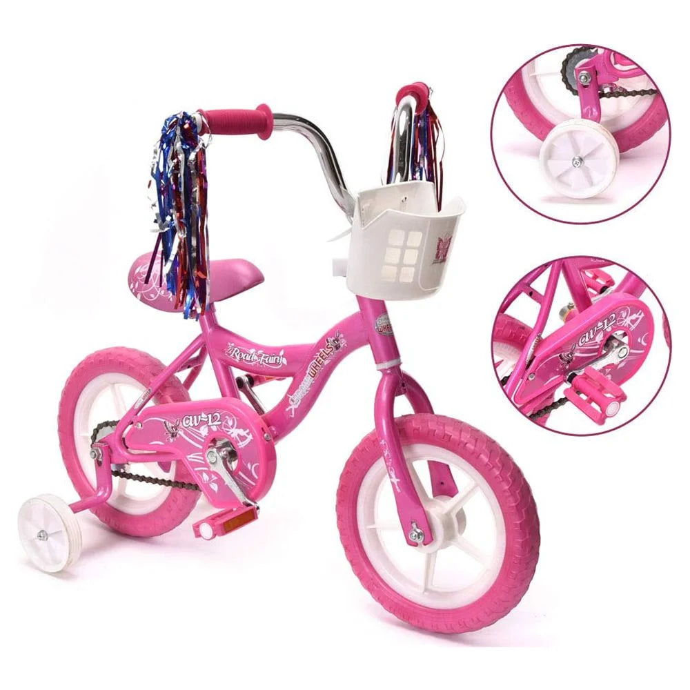 12 In. Kids Bike with Training Wheels Pink Z33225