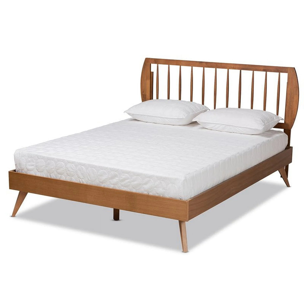Walnut Brown Wood King Size Platform Bed S456