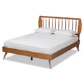 Walnut Brown Wood King Size Platform Bed S456