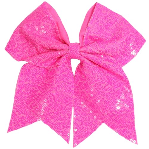 7 Inch Sequin Red Hair Bow Clips M813640