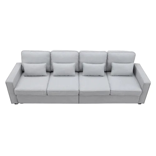 Modern Linen Fabric Sofa with 4 Pillows D266