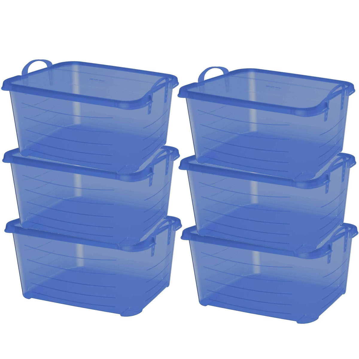 Blue Stackable Storage Box 55 Quart 6 Pack D7342