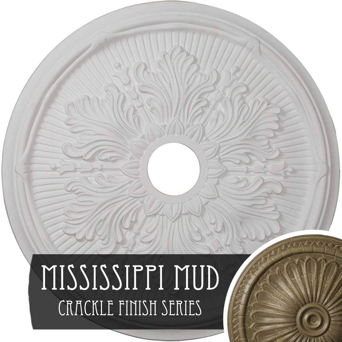 23 3/4x22OD x 3 5/8x22ID x 1 7/8x22P Hand-Painted Ceiling Medallion Q3652
