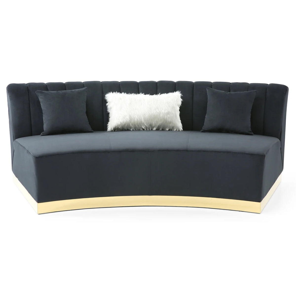 Black Velvet Curved Sofa G6885