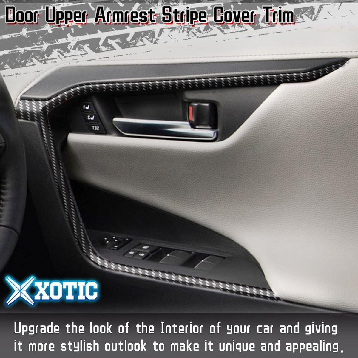 Interior Door Armrest Panel Cover Trim, Carbon Fiber Pattern U3906