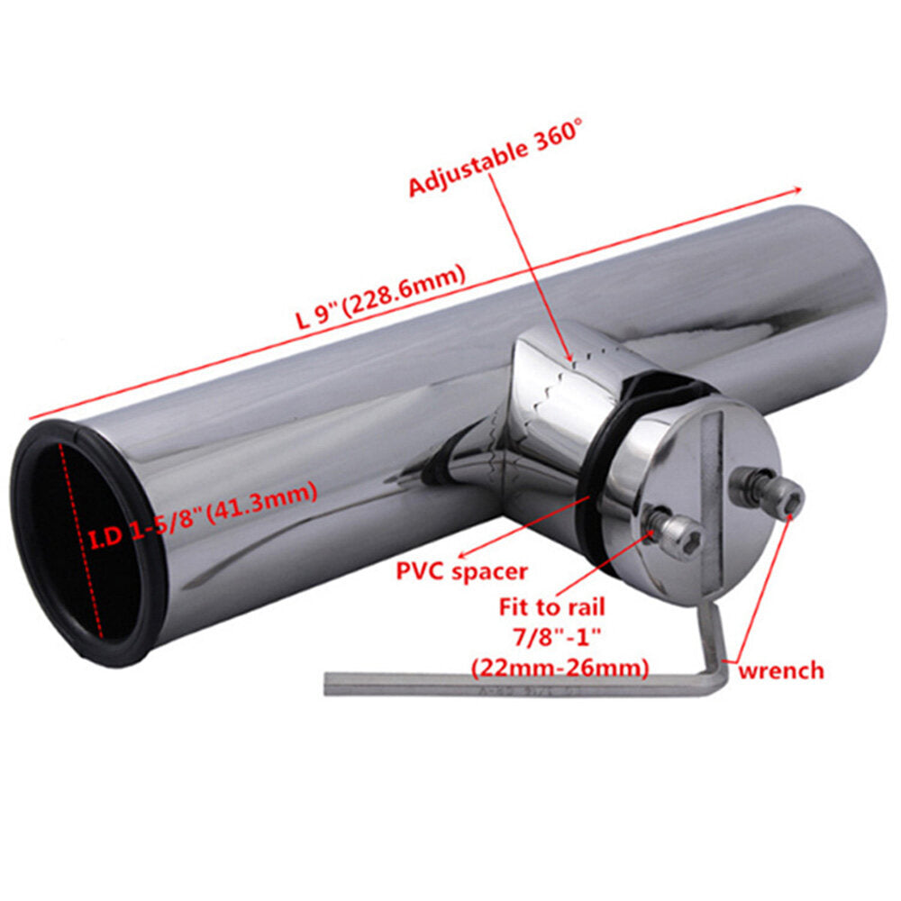 Stainless Steel Rail Mount Fishing Rod Holder M88004