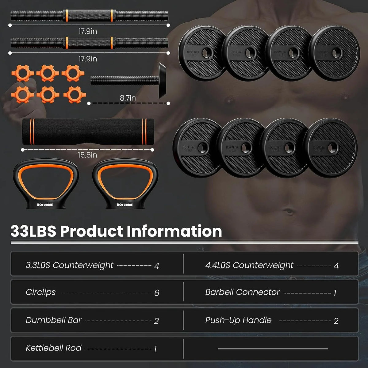 Adjustable Dumbbell Set Black C5346