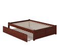 Full Solid Wood Platform Bed with Footboard & Trundle in Walnut W646249
