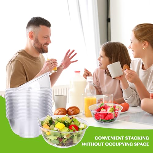 12 oz Clear Plastic Bowls 100 Pack Disposable Hard Small Bowls I55240