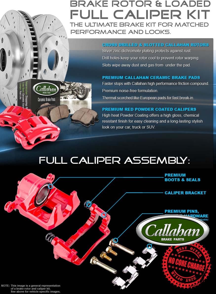 Red Calipers Drilled Slotted Rotors Ceramic Pads Brake Kit D512