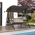 3-Seat Outdoor Swing with Adjustable Canopy and Stand B8480
