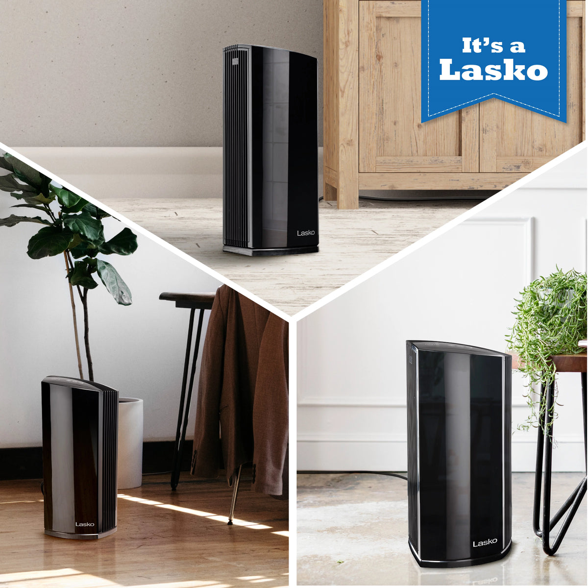 Black HEPA Filter Air Purifier Tower with Timer W38615