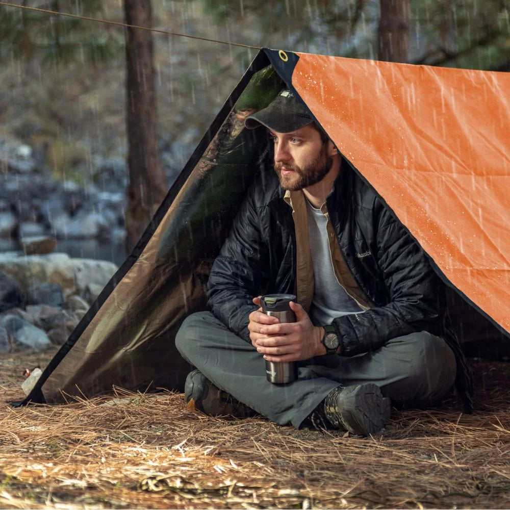 XL Insulated Reflective Thermal Camping Tarp 8.5 ft x 12 ft Orange T47328