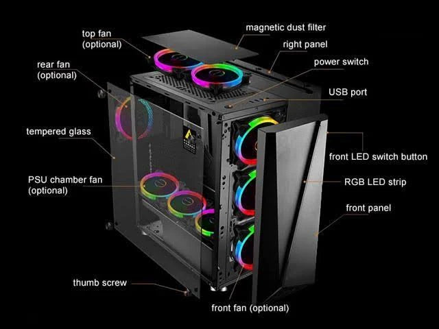 RGB Tempered Glass ATX Mid Tower Case W46450