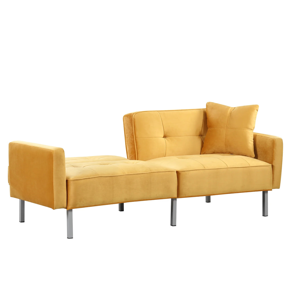 76" Convertible Sofa Bed 2 Seater Linen Yellow F52855
