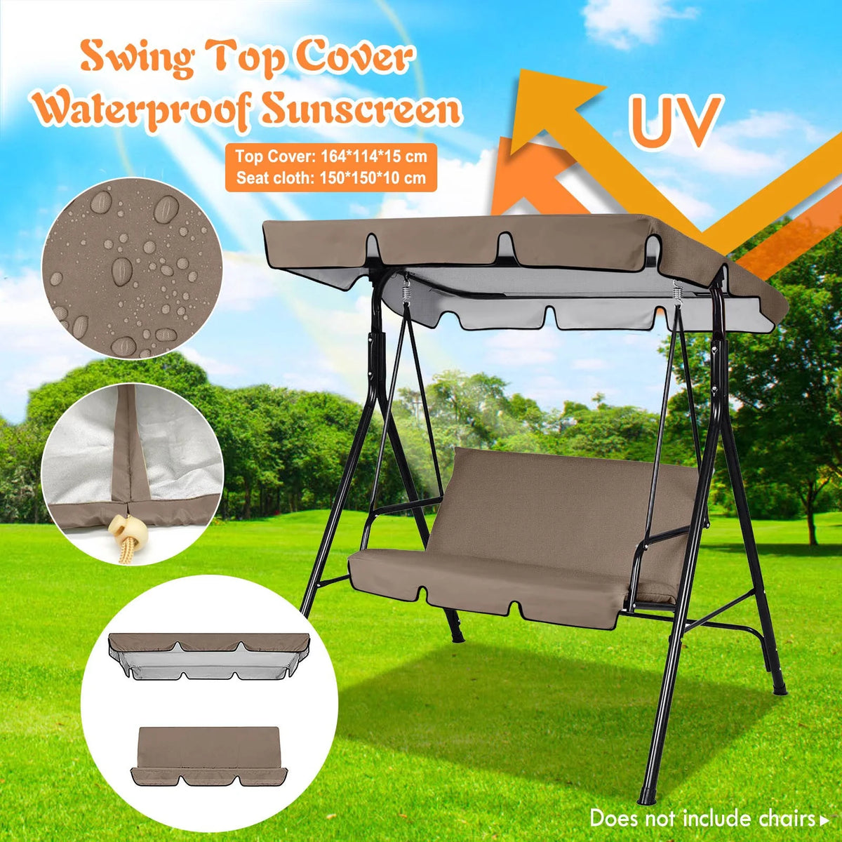 Outdoor Courtyard Swing Ceiling Cover Awning Rain Cover Replacement Cloth D9733