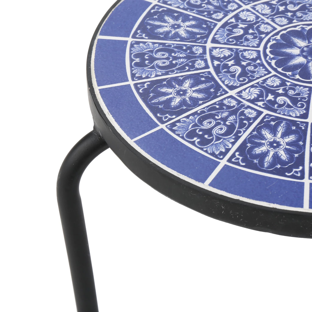 Outdoor Ceramic Tile Side Table with Iron Frame V527