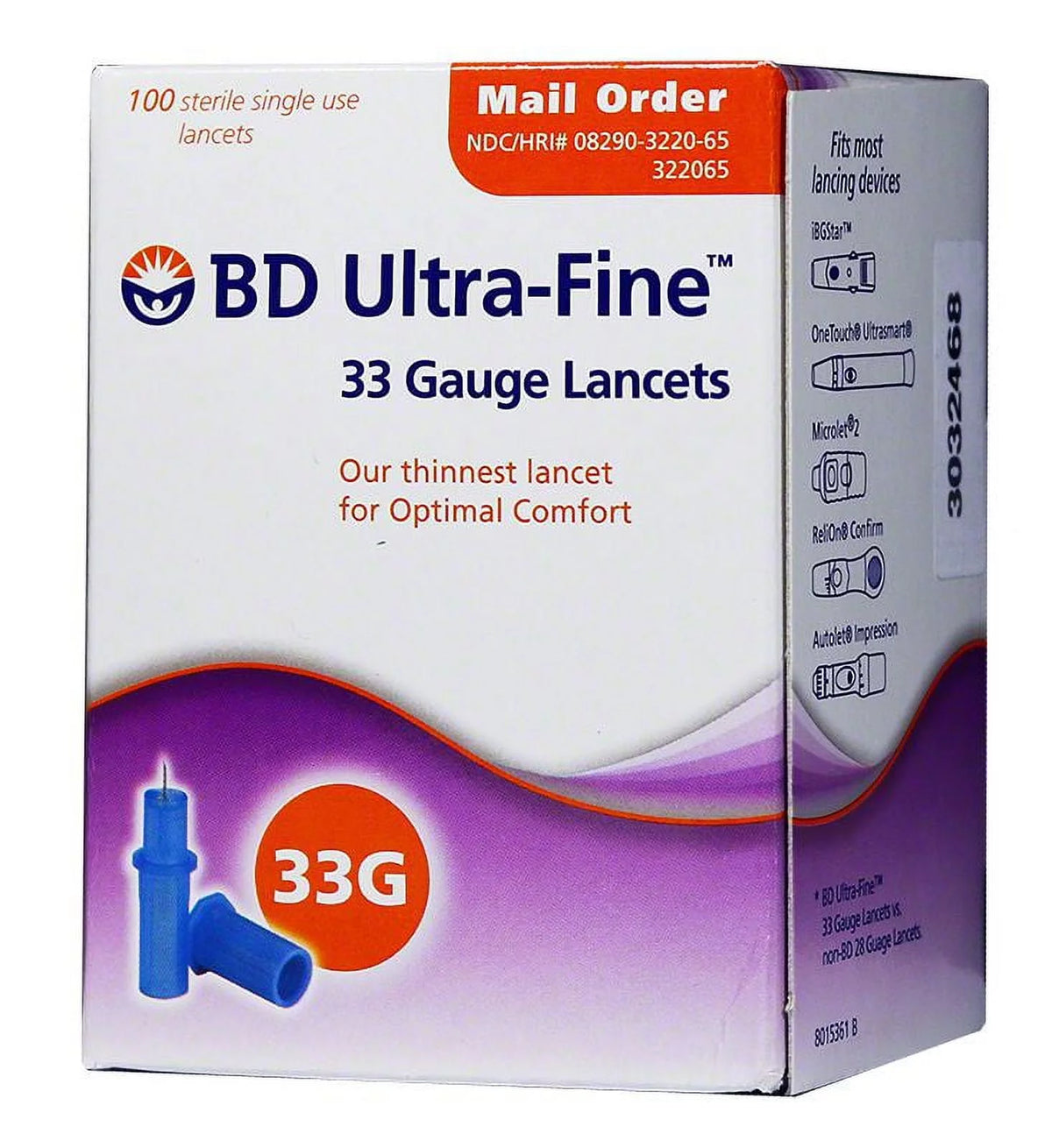 100 Box Ultra-Fine 33 Gauge Lancets N345
