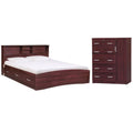 Queen Captains Bed and 5-Drawer Tall Chest Wardrobe 2-Piece Set F95686