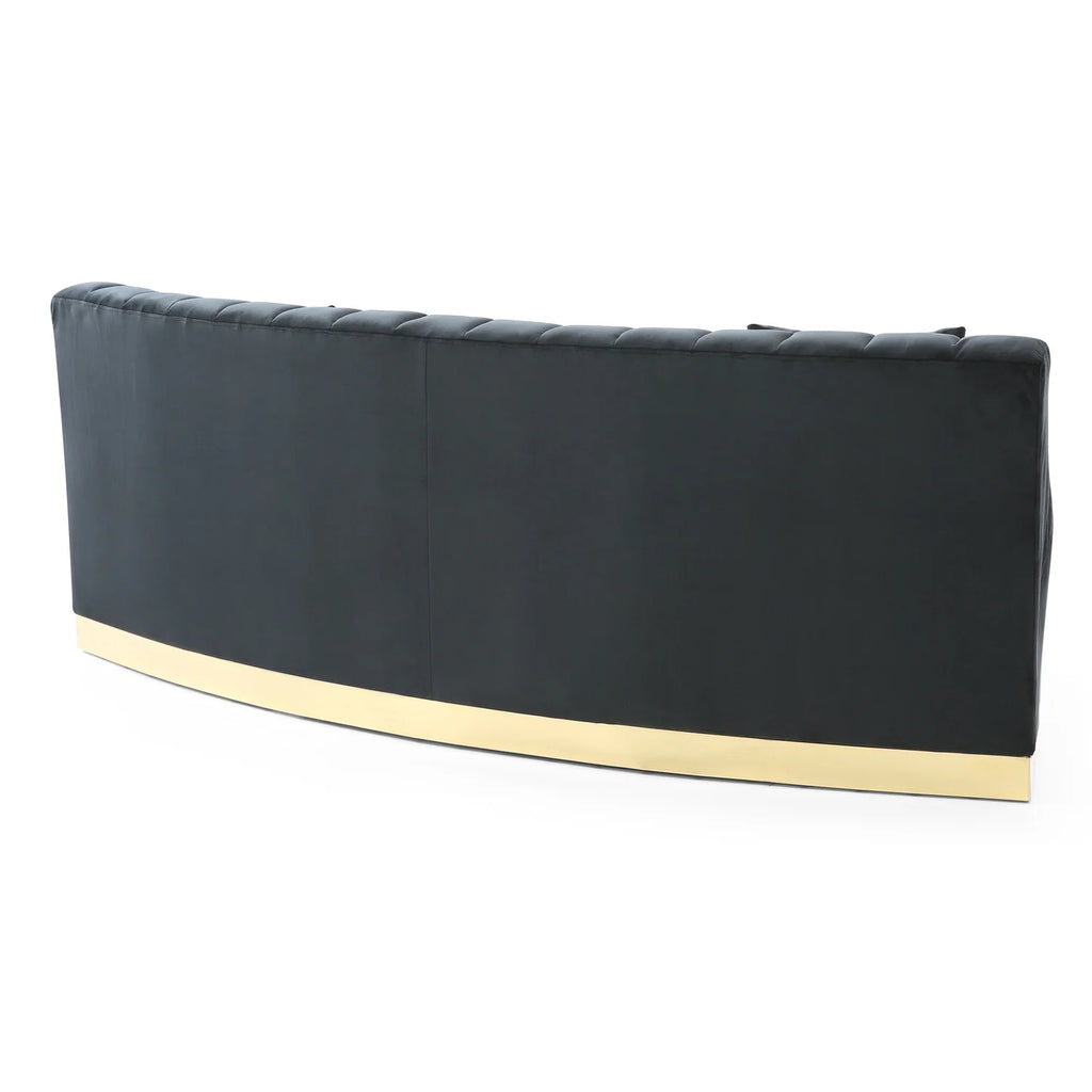 Black Velvet Curved Sofa G6885