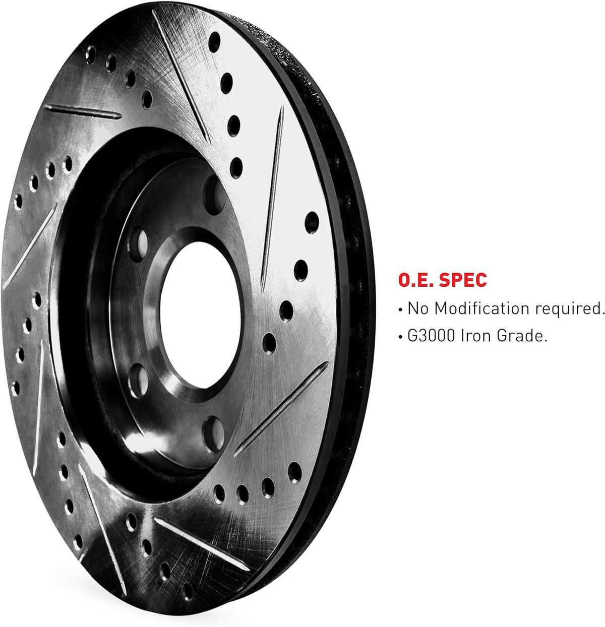 Black Drilled and Slotted Brake Rotors with Semi-Metallic Brake Pads F1809