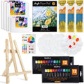 65PCS Acrylic Paint Canvas Set with 12 Colors, 30 Paint Brushes, 5 Canvas, Wood Easel, 3 Palette, A5 Paper Pad W11720