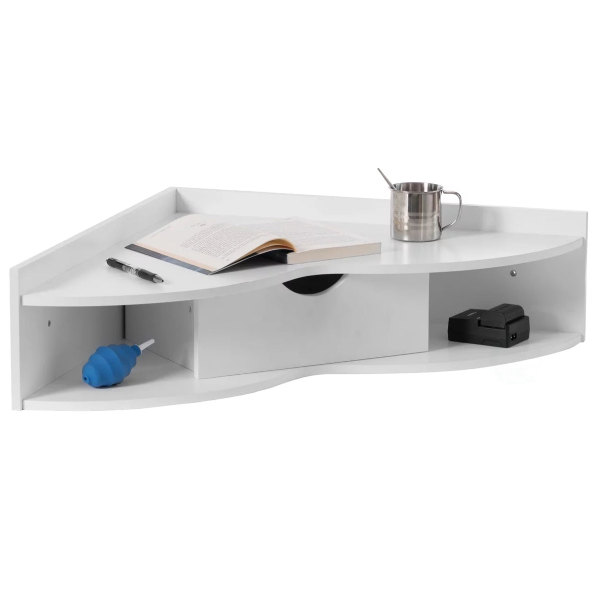 Heart Shaped Corner Desk with Drawer and Two Shelves C7581