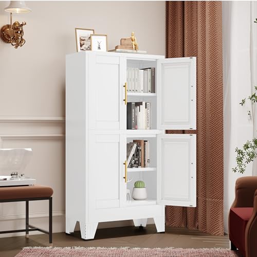 75.2" Tall Black Metal Pantry Cabinet with 4 Door and 4 Adjustable Shelves M104
