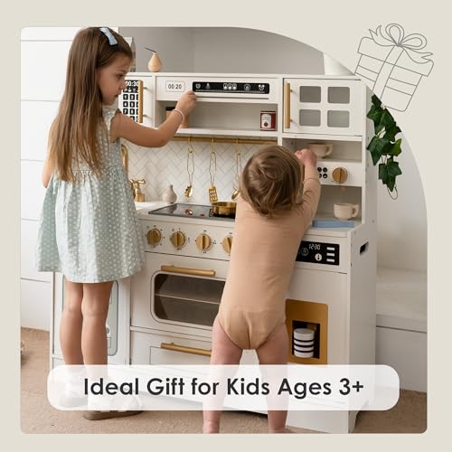 Wooden Play Kitchen with 15 Accessories D862