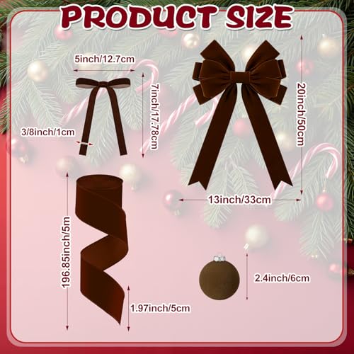 26 PCS Wine Red Velvet Christmas Ornaments Kit T8085