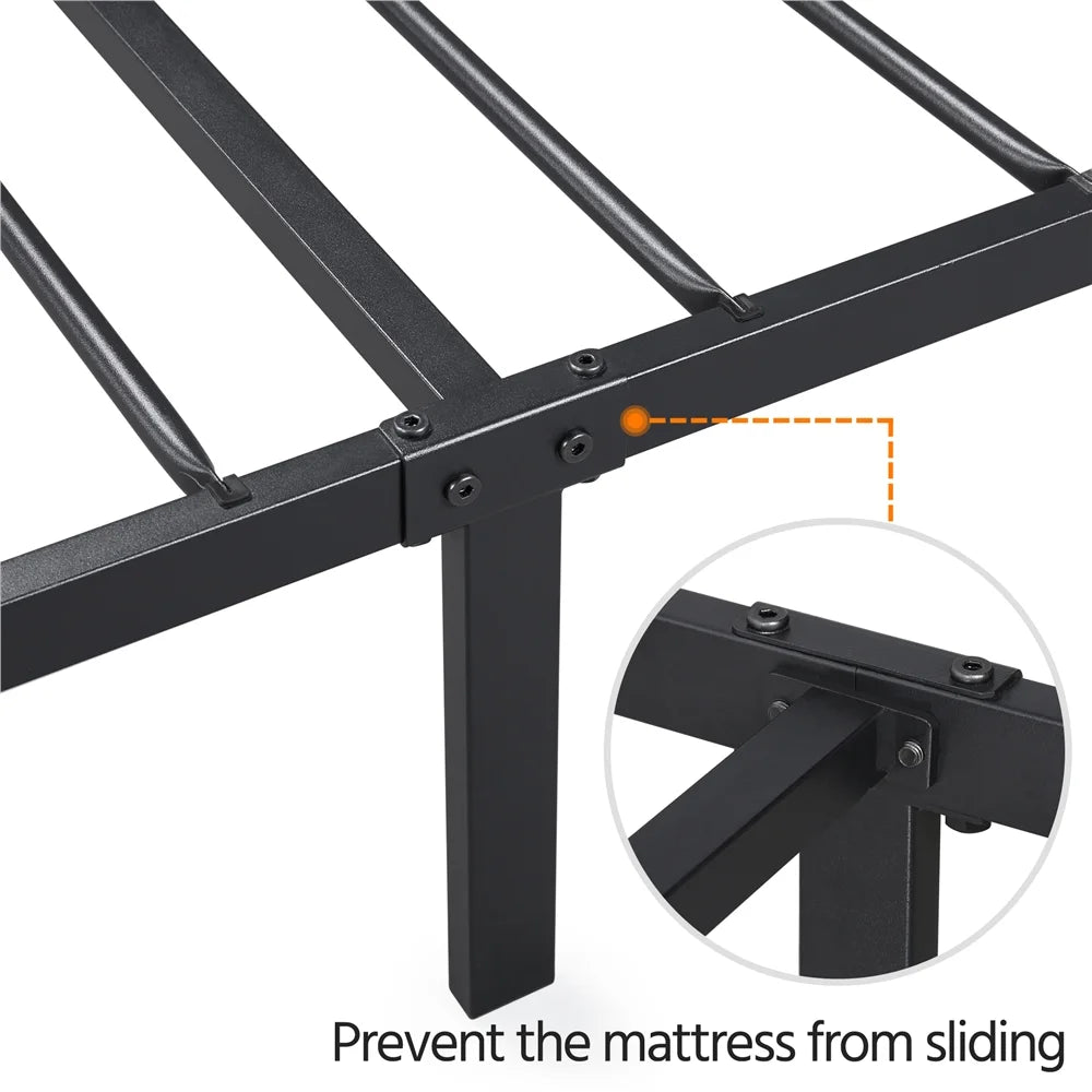 Black Twin Metal Slatted Bed Frame with Headboard Footboard I9013