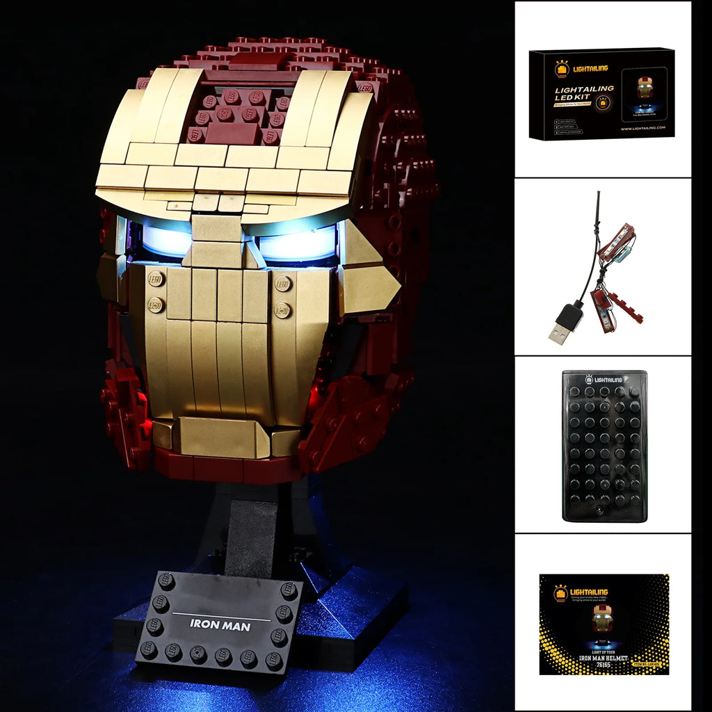 LED Lighting Set for Iron Man Helmet Building Blocks Model S729139