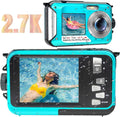 Blue Waterproof Digital Camera 48MP 2.7K Video 16X Digital Zoom Pack of 2 E4028