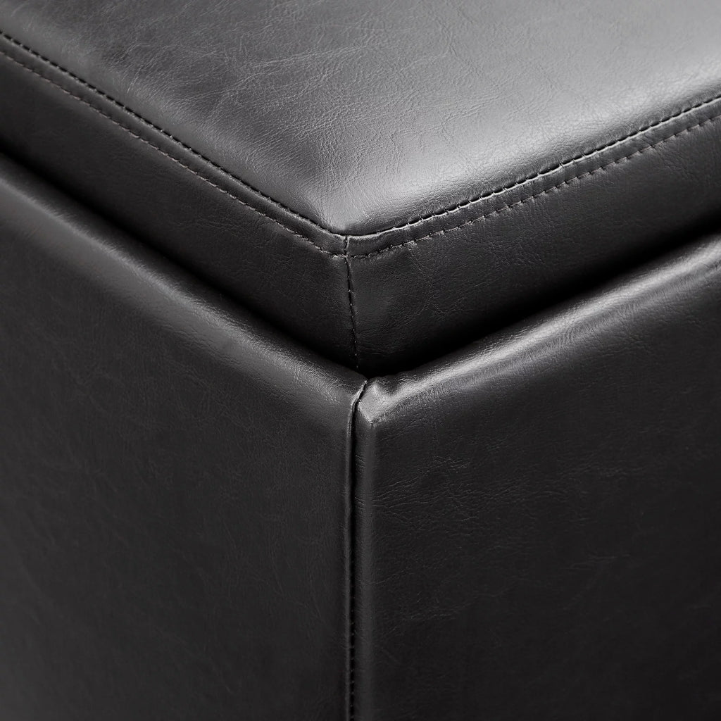 Dark Brown Faux Leather Storage Ottoman with 4 Trays P387459