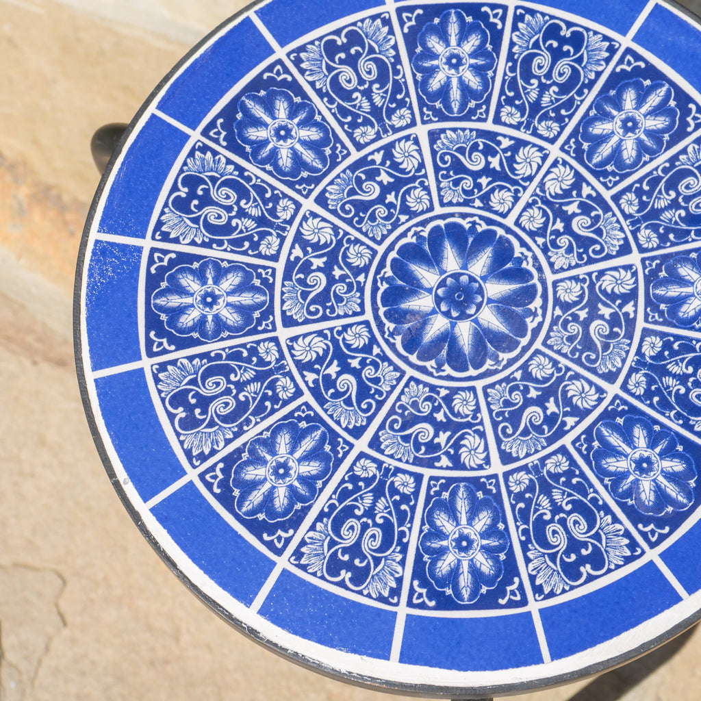 Outdoor Ceramic Tile Side Table with Iron Frame V527
