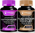 Nattokinase Supplement Capsules 5000 FU and 25 in 1 Mushroom Complex Capsules U543