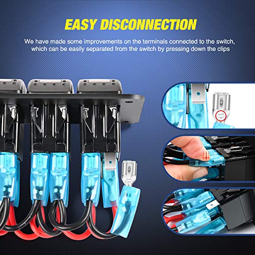 LED Light Bar Wiring Harness Kit 2 Leads 12V On Off Switch Power Relay Blade Fuse for Off Road Lights Work Light Black Z54209