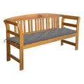Acacia Wood Garden Bench with Gray Seat Cushion G49044