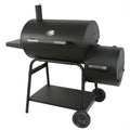Black Offset Steel Charcoal Smoker Grill with Side Firebox H95189