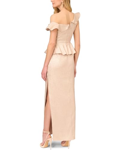 Lame Column Gown with Ruffles F289