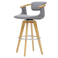 26" Fabric Bamboo Counter Stool in Gray/Natural E29412